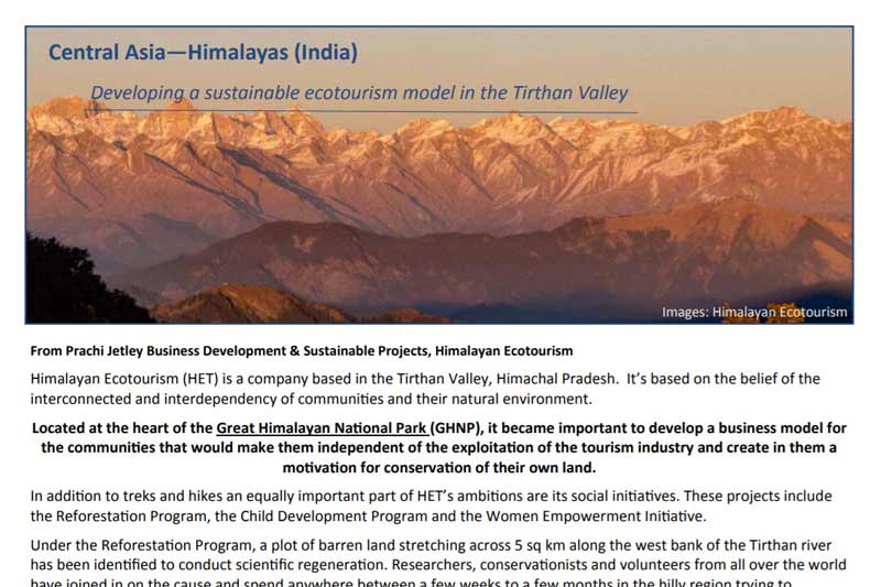 Himalayan Ecotourism Press coverage in the 'International Union For Conservation of Nature'