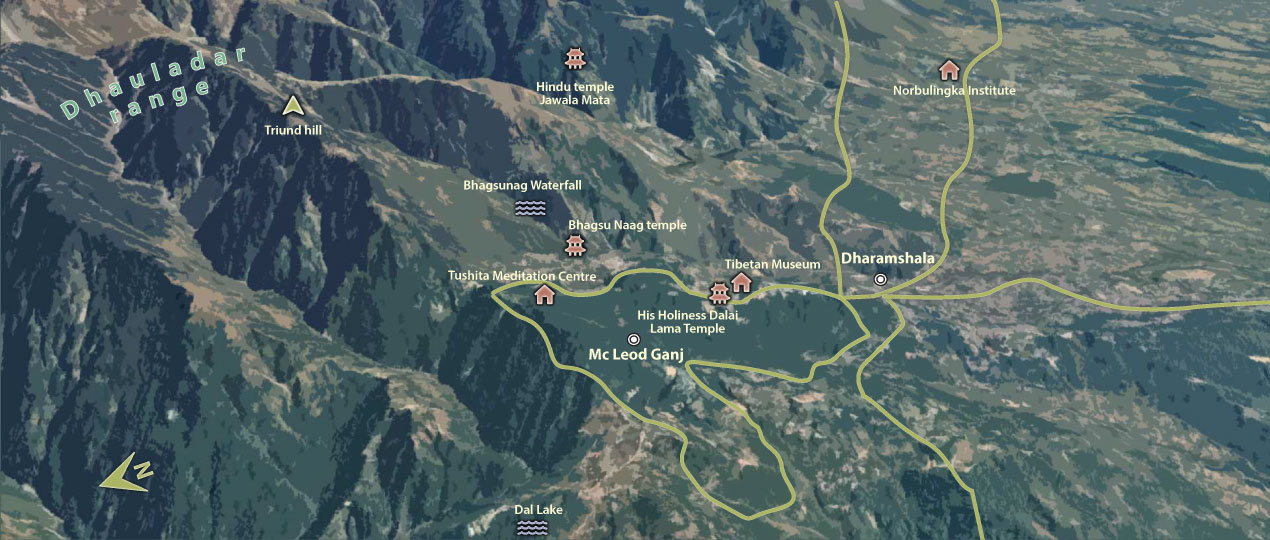 Dharamshala and Mcleodganj Tourist map