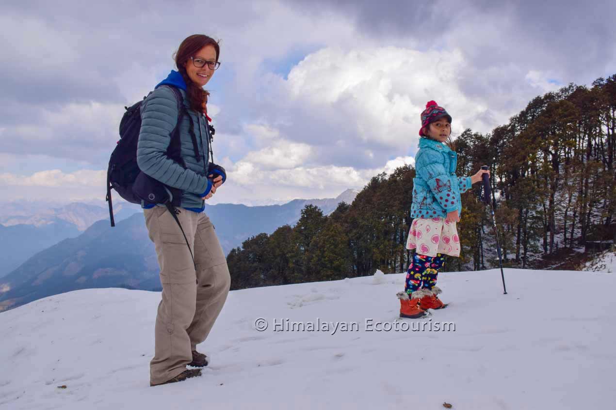 Hiking in the snow at Jalori pass