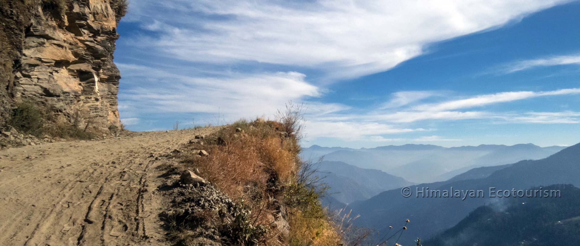 on the road in the Himalayas