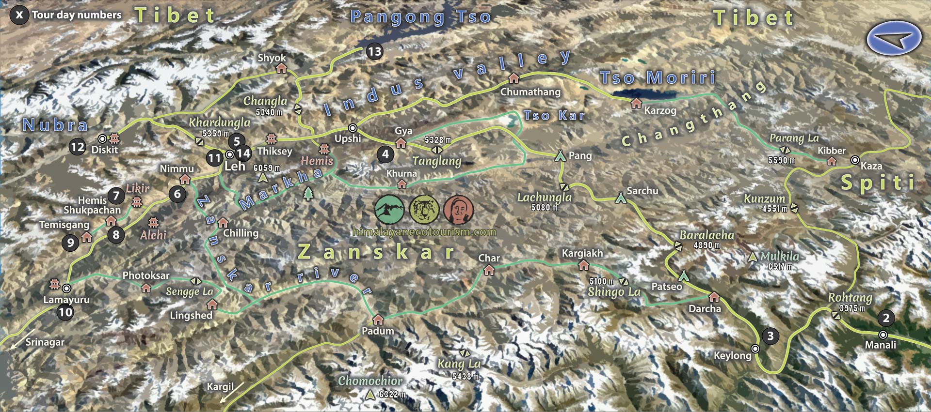 Classic Tour of Ladakh trek map