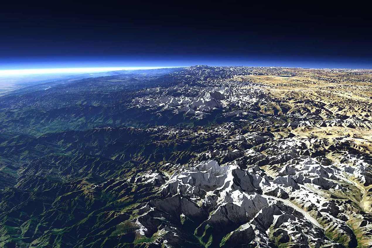 Satellite view of Spiti valley.