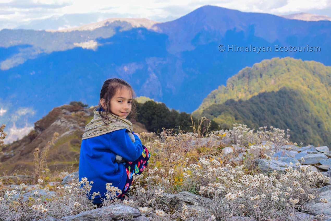 Kids on easy camping in the Tirthan valley