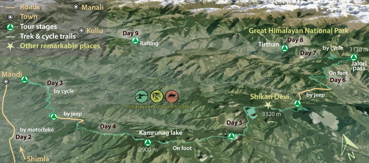 Tour Map Of Himachal Pradesh Tourism - Motorcycle Adventure Tour